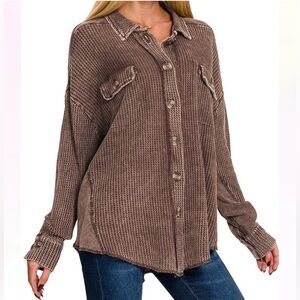 Oversized Waffle Shacket